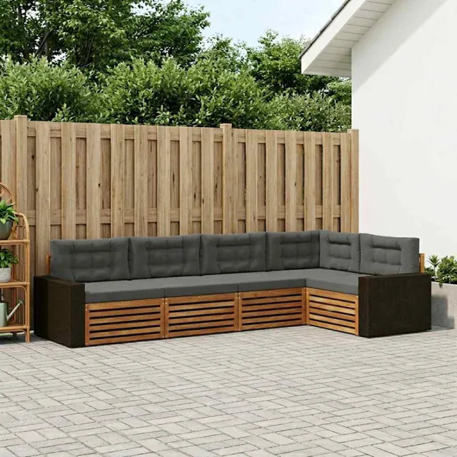 vidaXL Buiten bankenset 5 st Natuurlijk en Antraciet Polyester Bruin