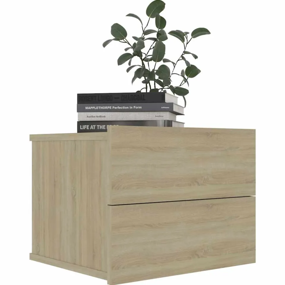 vidaXL Nachtkastjes 2 st 40x30x30 cm bewerkt hout sonoma eikenkleurig Beige