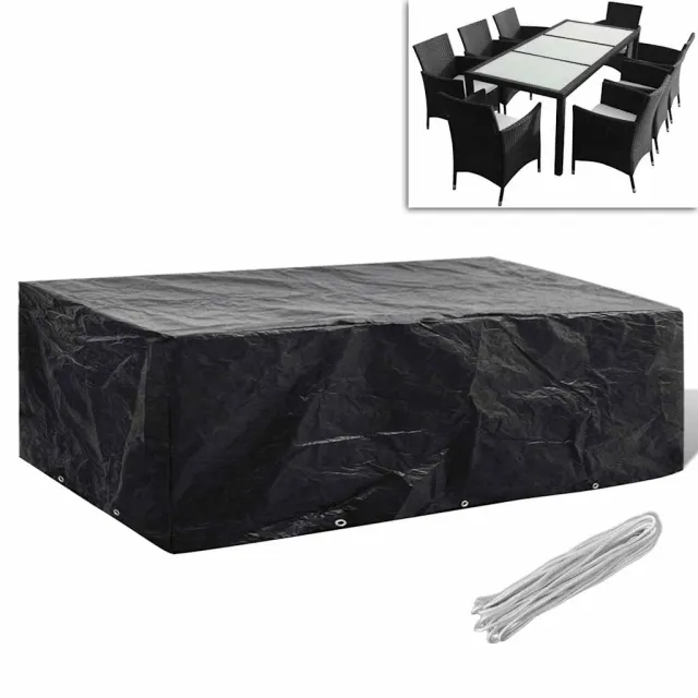 vidaXL Tuinmeubelhoes met 8 oogjes 300x140x90 cm Zwart
