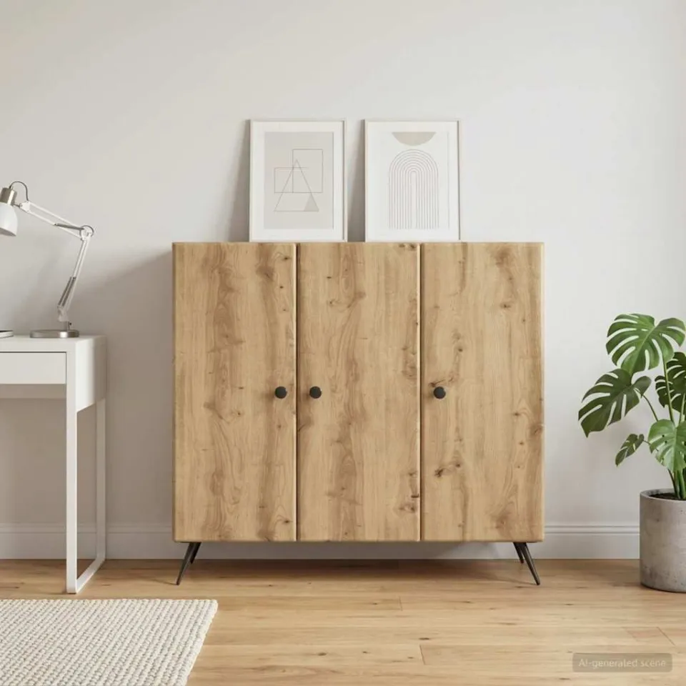 vidaXL Dressoir Artisanaal eiken 89 x 34,5 x 80 cm Bewerkt hout, foto 3