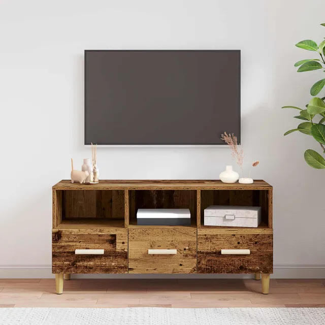 vidaXL TV-kast 102 x 36 x 50 cm Oudhout Bewerkt hout bruin, foto 2