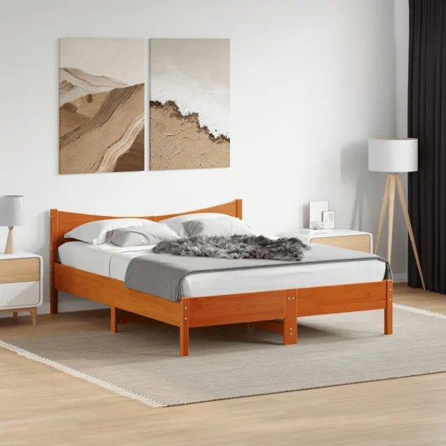 vidaXL Bedframe zonder matras massief grenenhout wasbruin 160x200 cm