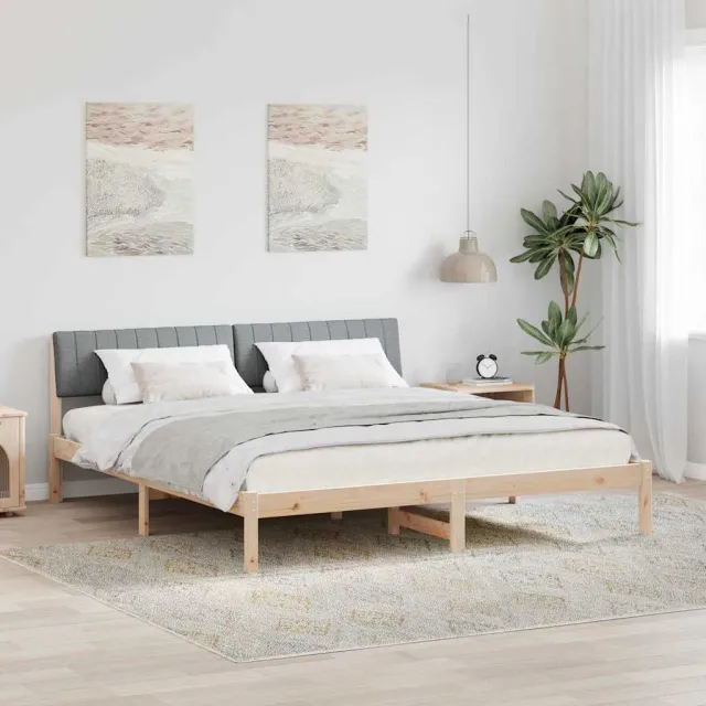 vidaXL Bedframe Bruin en lichtgrijs 180 x 200 cm Massief grenenhout