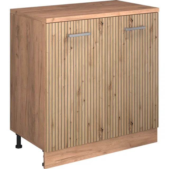 Vicco Keukenkast voor schuine wand R-Line, Artisanaal eiken, 80 cm zonder schuine kant met 2 deuren Artisanaal eiken/Goudkleurig Eiken