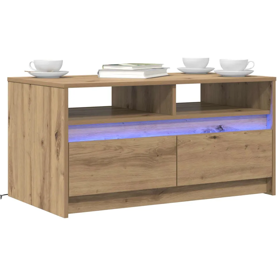 vidaXL Salontafel Ambachtelijk eiken 90 x 50 x 45 cm Bewerkt hout Bruin