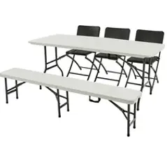 Central Park Tuintafel Party Inklapbaar 6 Personen Wit 180x75cm Grijs