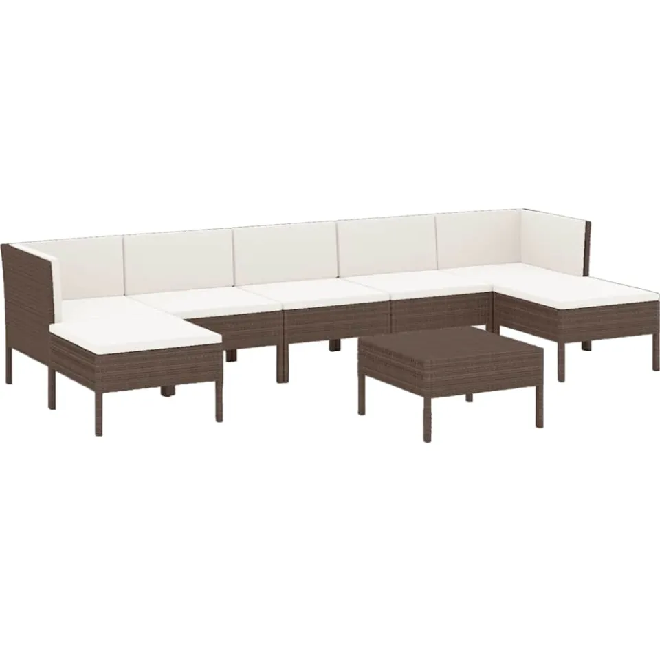 vidaXL 8-delige Loungeset met kussens poly rattan bruin, foto 3