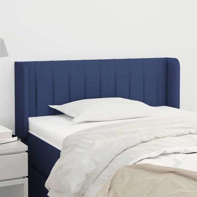 vidaXL Hoofdbord met randen 93x16x78/88 cm stof blauw
