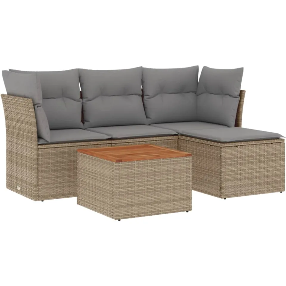 vidaXL Patio Sofa Set 4-zits Mix Beige en Lichtgrijs, foto 3