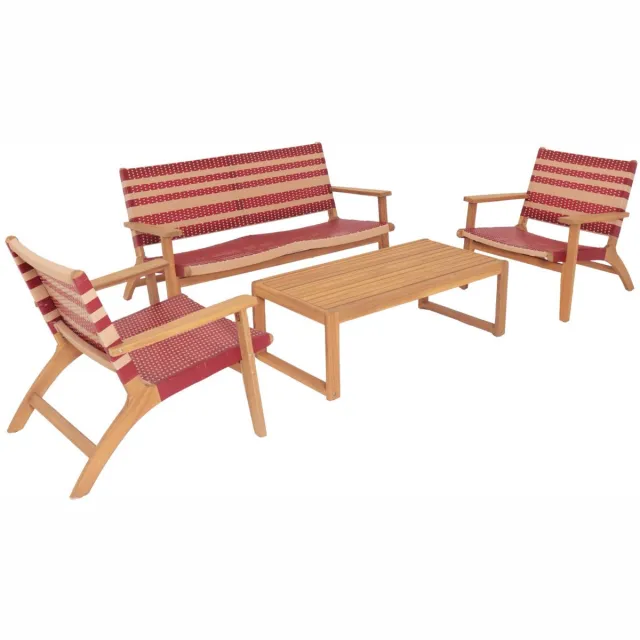 sweeek Loungeset 4 zitplaatsen van acaciahout en hars - goa Terracotta