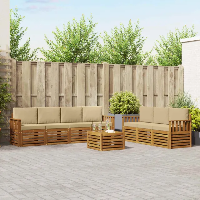 vidaXL Buiten bankenset 8 st 7-zits Natuurlijk en Beige