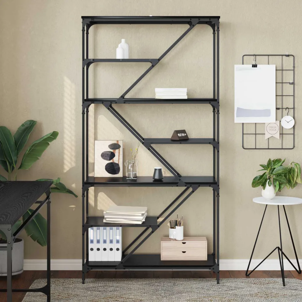 vidaXL Boekenkast 9-laags 91 x 36 x 176 cm Bewerkt hout Zwart Eiken, foto 3