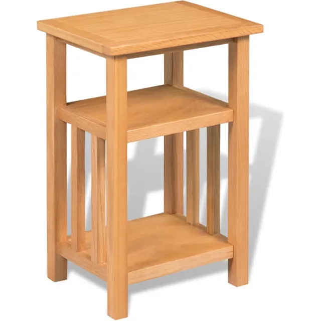vidaXL Bijzettafel - met - tijdschrifthouder - 27x35x55 - cm - massief - eikenhout bruin