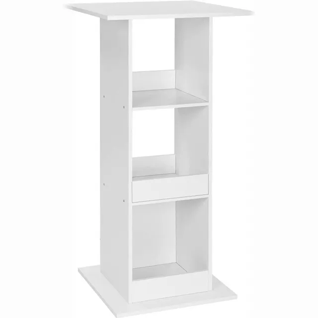 Saphly Bartafel Wit - Vierkant en Met opbergruimte - Geschikt voor Binnen, Eetkamer, Woonkamer en Kantoor