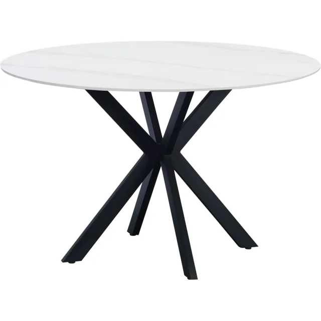 Dimehouse Eettafel Yuna marmerlook wit 120 x 120 x 76 cm - Marmer - Modern - Rond