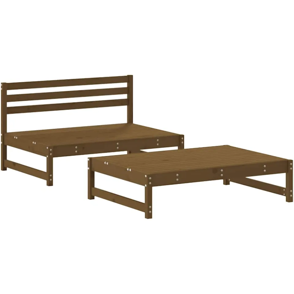 vidaXL 2-delige Loungeset met kussens massief hout honingbruin