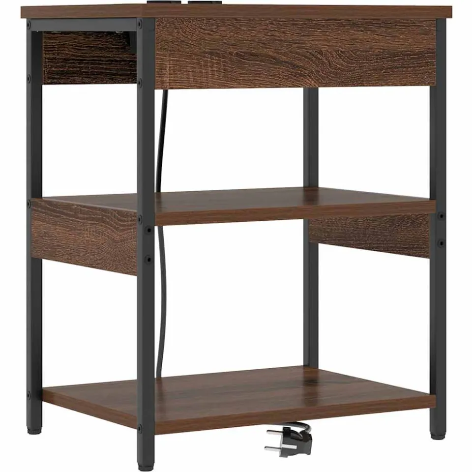 vidaXL Nachtkastje Bruin Eiken 41 x 31 x 51 cm Bewerkt hout