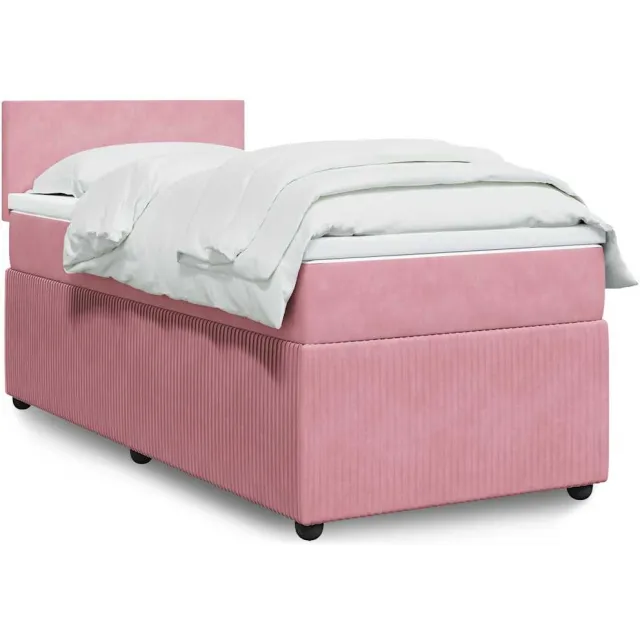 vidaXL Boxspring met matras fluweel roze 80x200 cm