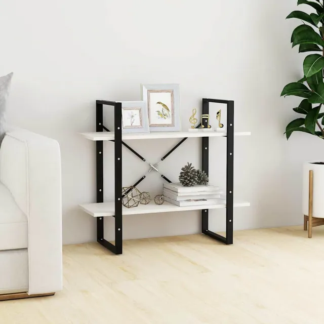 vidaXL Boekenkast met 2 schappen 80x30x70 cm massief grenenhout wit, foto 2