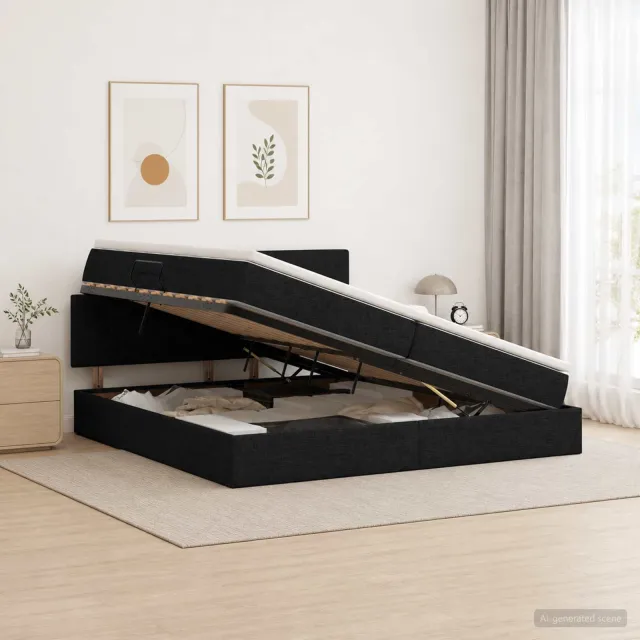 vidaXL Opbergbed met matras met hoofdeinde Zwart 200 x 200 cm fluweel