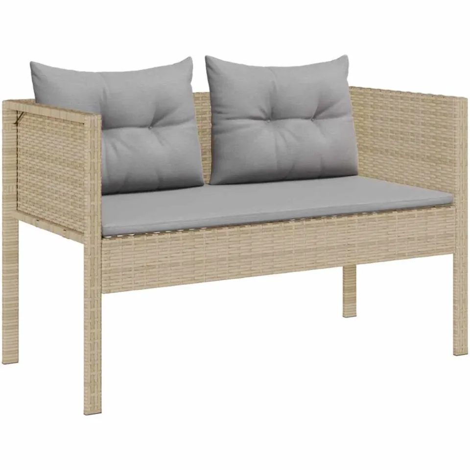 vidaXL Tuinbankenset 6 st Beige en Licht Grijs poly rattan, foto 4