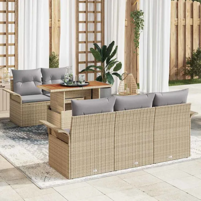 vidaXL Tuin Sofa Set 6 st Beige Poly riet, foto 2