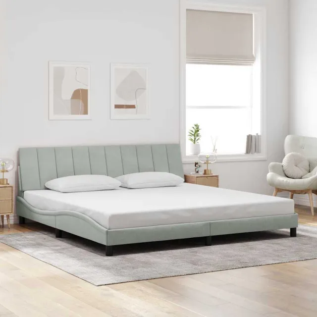 vidaXL Bedframe zonder matras "Hanko" 200x200 cm fluweel lichtgrijs