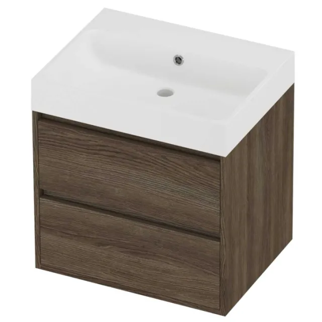 Proline Podium Badmeubelset Polystone Loft 60x46x62 cm Mat White Vital Oak Eiken