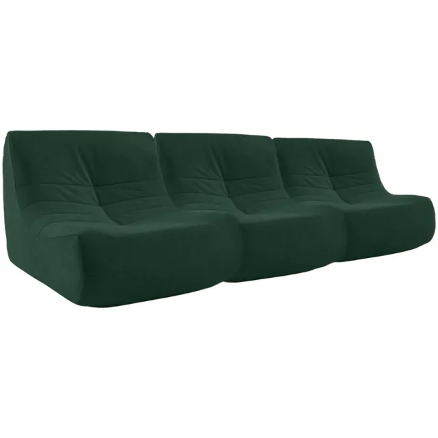 sweeek Set van 3 waterafstotende velours fauteuils 1 zitplaats l 91 x b 105 x h 72cm - sokol Groen