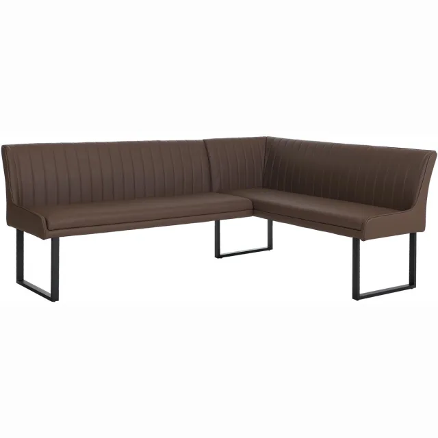 MCW Hoekbank MCW-O82, eetkamerbank, kunstleer en metaal, 210 x 159 cm ~ bruin