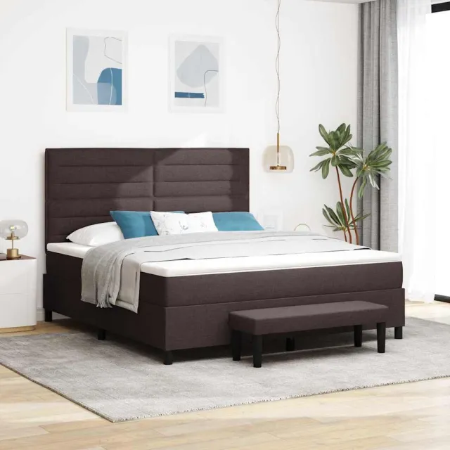 vidaXL Boxspringbed met hoofdeinde Donkerbruin 180 x 200 cm Stof