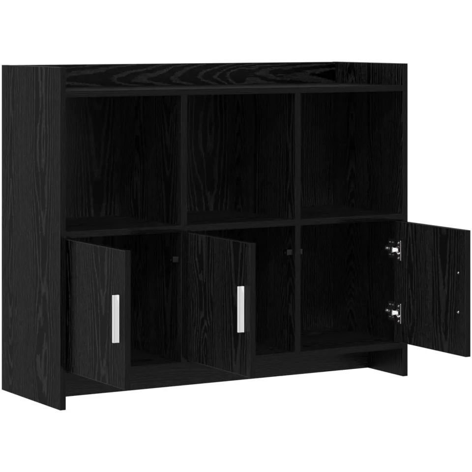 vidaXL Dressoir Zwart eiken 98,5 x 33 x 80 cm Bewerkt hout, foto 4