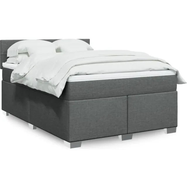 vidaXL Boxspring met matras stof donkergrijs 140x200 cm grijs