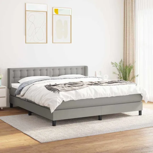 vidaXL Boxspring met matras stof lichtgrijs 160x200 cm grijs