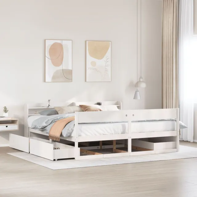 vidaXL Bedframe zonder matras massief grenenhout wit 180x200 cm