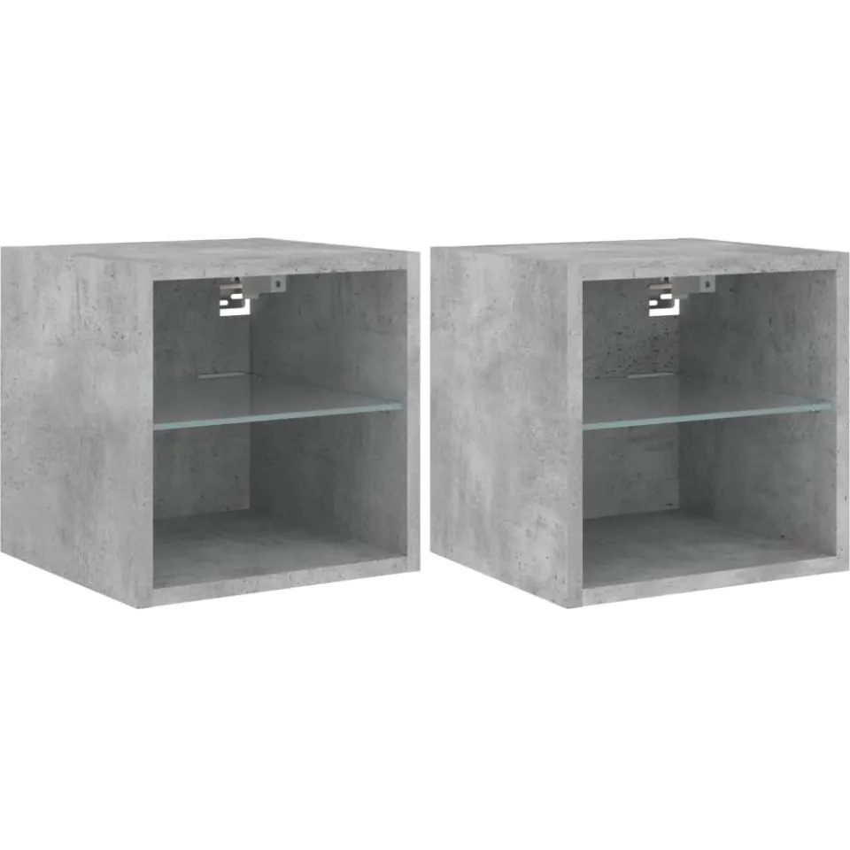 vidaXL Tv-wandmeubels met LED 2 st 30x28,5x30 cm betongrijs