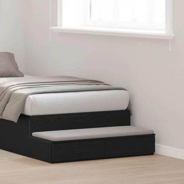 vidaXL Bedlades Zwart Eiken 100 x 36,5 x 16,5 cm Bewerkt hout, foto 2