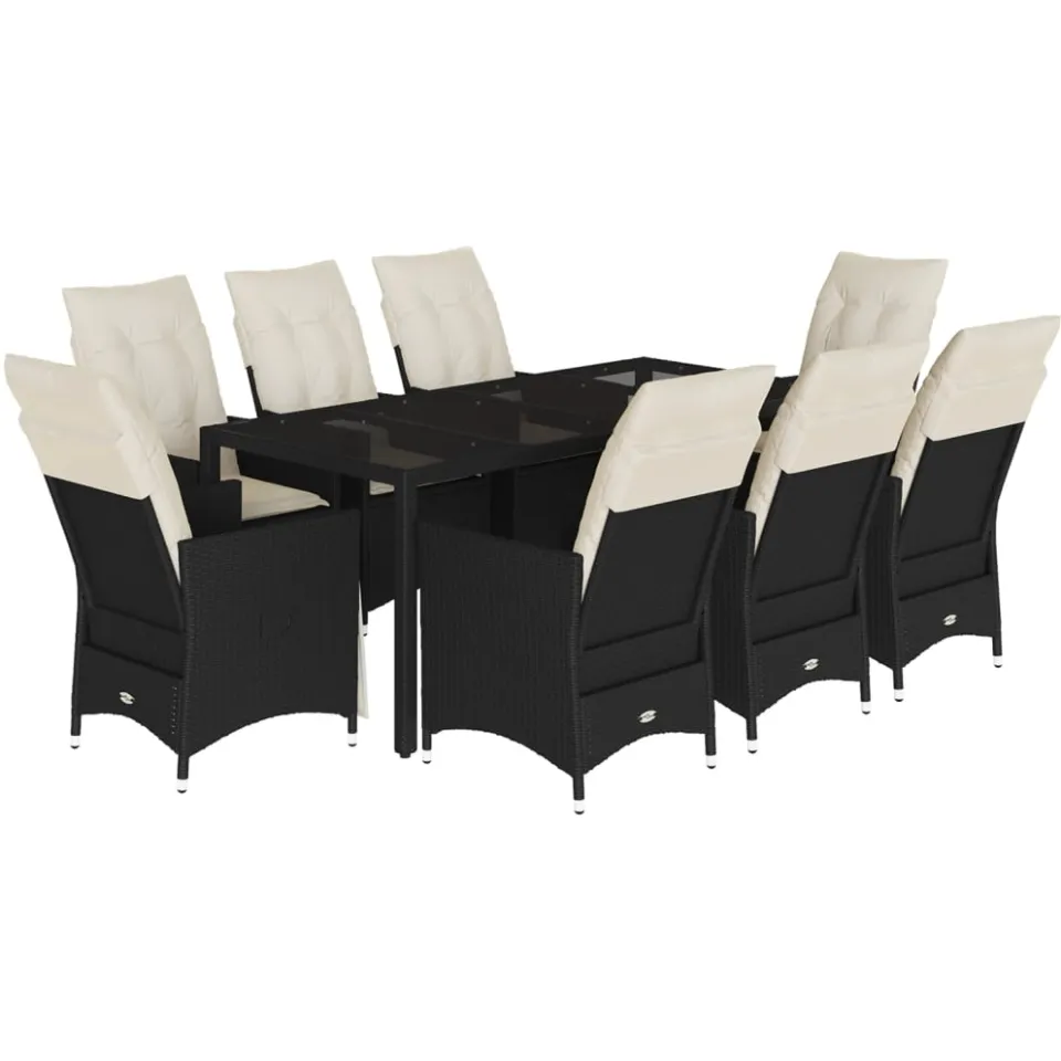 vidaXL 9-delige Tuinset poly rattan zwart, foto 3