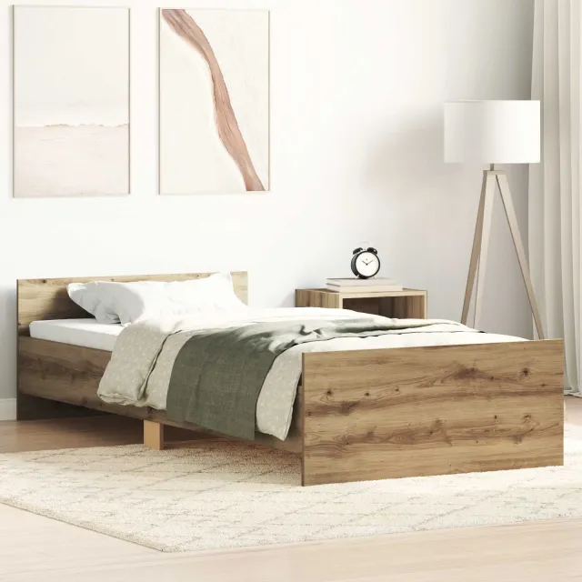 vidaXL Bedframe Artisanaal eiken 80 x 200 cm Bewerkt hout Bruin