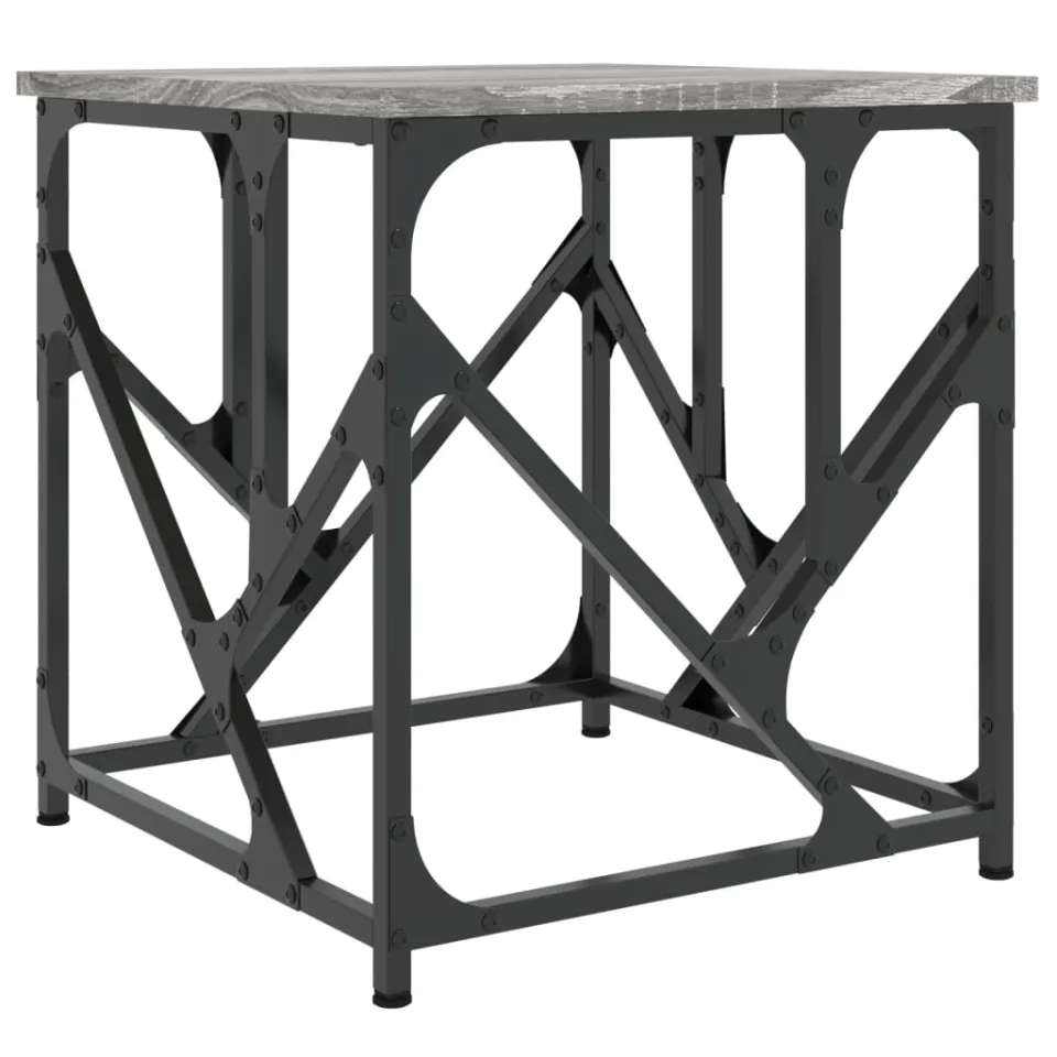 vidaXL Salontafel 45x45x47,5 cm bewerkt hout grijs sonoma, foto 3