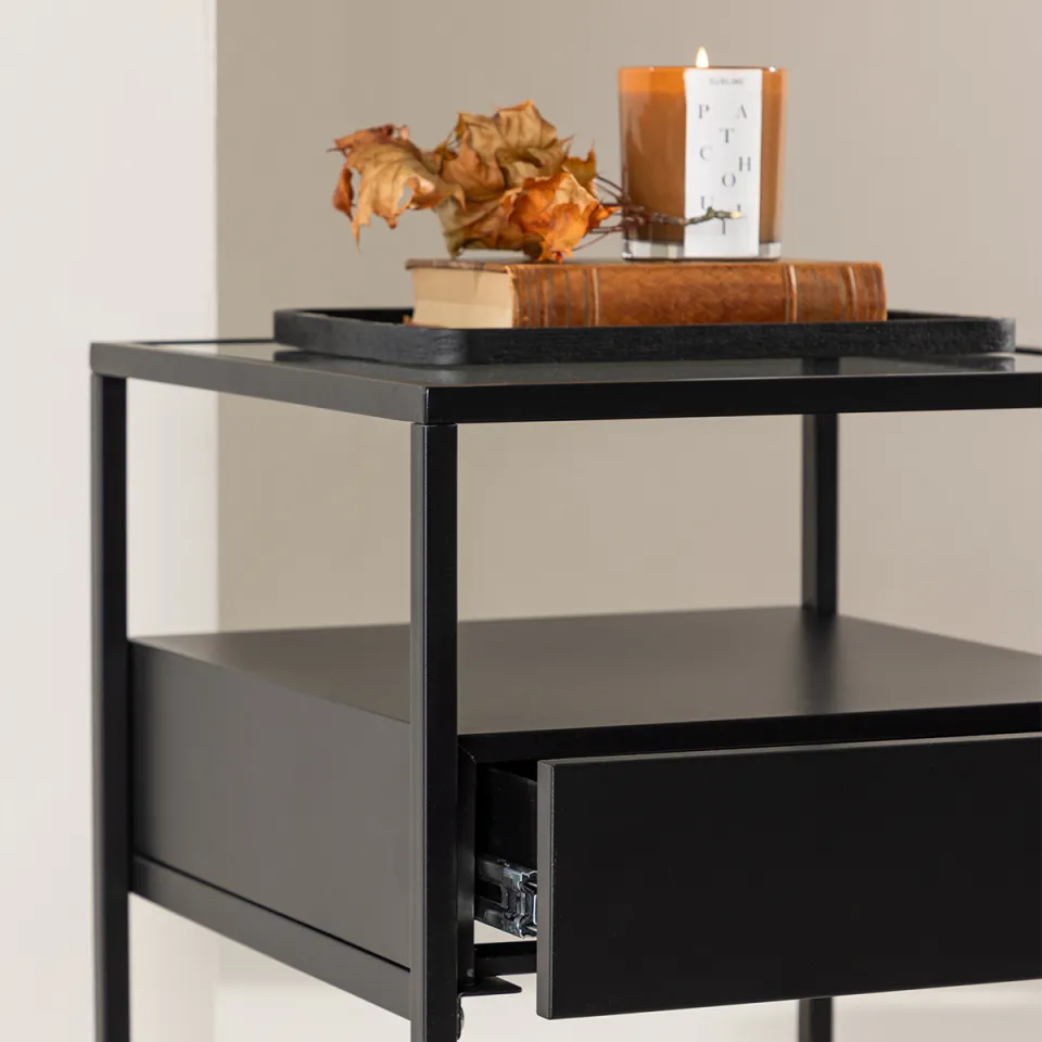Nest living Dinand metalen bijzettafel zwart - 40 x 40 cm, foto 5