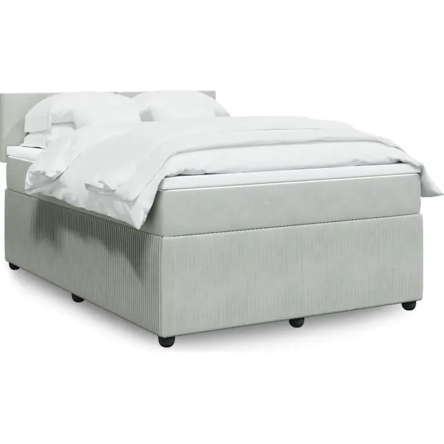 vidaXL Boxspring met matras fluweel lichtgrijs 140x200 cm grijs