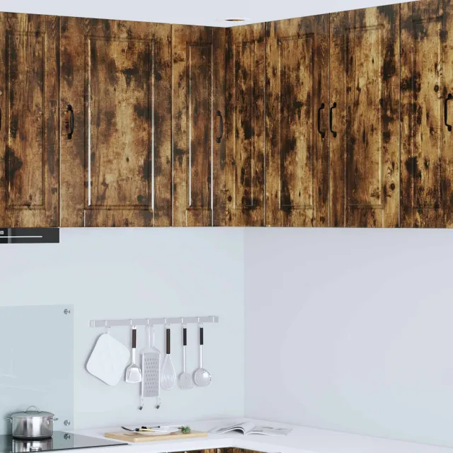 vidaXL Wandhoekkast PORTO Gerookt eiken 57 x 57 x 80 cm Bewerkt hout Bruin