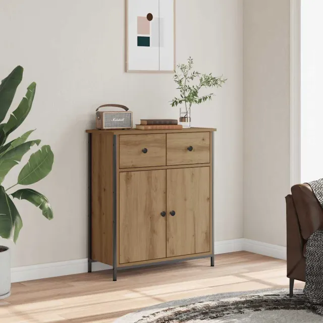 vidaXL Dressoir 70x30x80 cm bewerkt hout artisanaal eikenkleur, foto 2