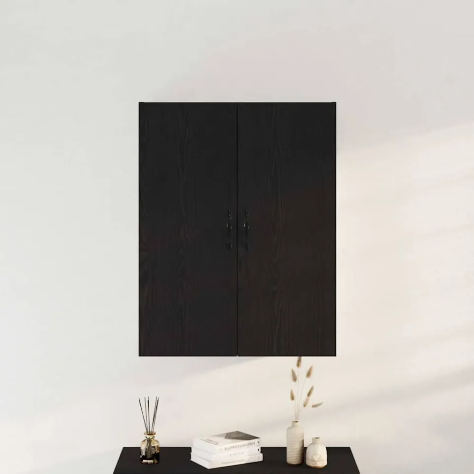 vidaXL Wandkast Zwart Eiken 69,5 x 34 x 180 cm Bewerkt hout, foto 4