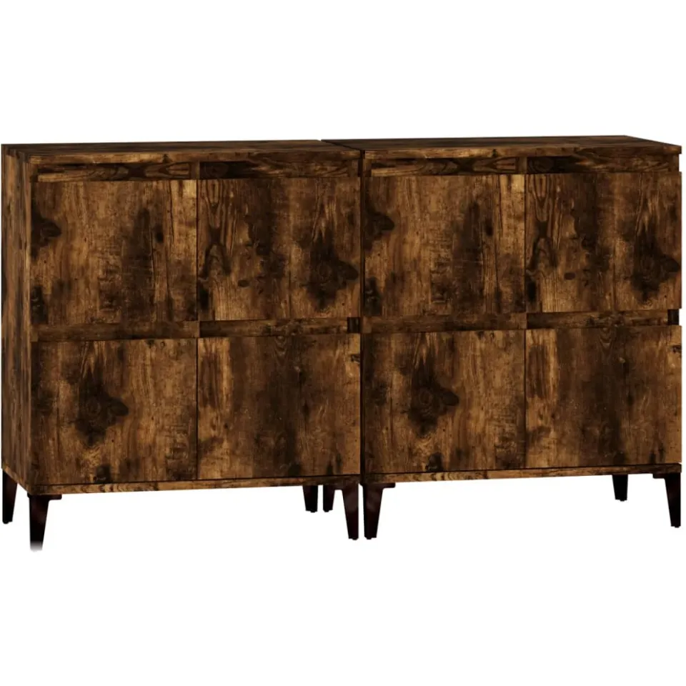 vidaXL Dressoirs 2 st 60x35x70 cm bewerkt hout gerookt eikenkleurig Bruin