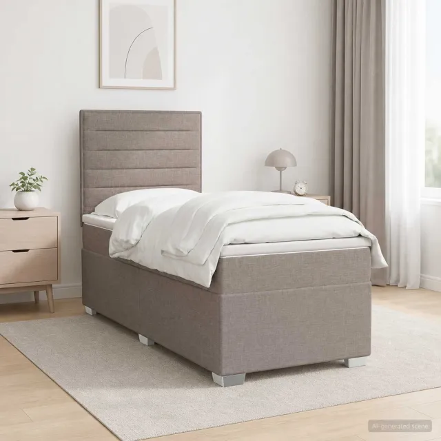 vidaXL Boxspringbed met matras met hoofdeinde Taupe 80 x 200 cm Stof