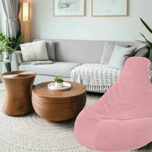 Bobbel Home Zitzak Stoelvorm - Santiago - Ribstof – Zitstoel - Junior - 100 liter - Curduroy - Voor Binnen - Roze