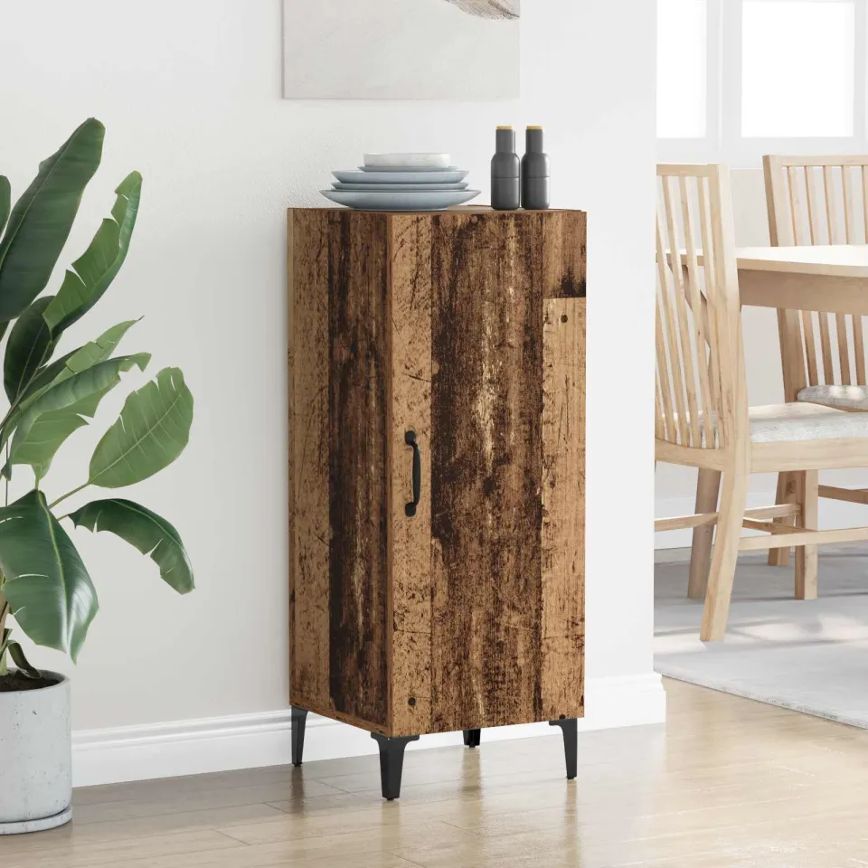 vidaXL Dressoir Oudhout 34,5 x 34 x 90 cm Bewerkt hout bruin, foto 4
