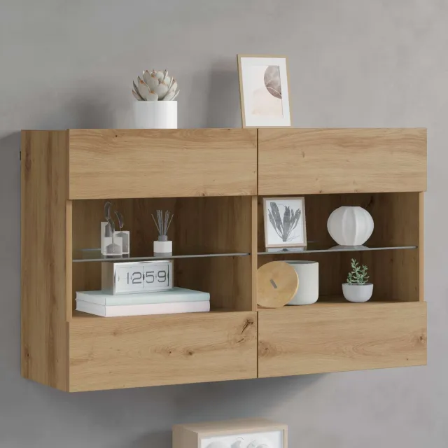vidaXL TV-wandkast 98,5 x 30 x 60,5 cm Artisan Eiken Bewerkt hout, foto 2